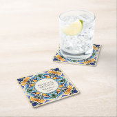 タラベラ・アズレジョ・ブルー・タイルはメキシコ人にヴィンテージを好む スクエアペーパーコースター (インサイチュ)