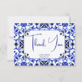タラベラ・アズレジョ・ブルー・タイル・メキシコブライダルシャワー サンキューカード (正面)