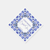 タラベラ・アズレジョ・ブルー・タイル・メキシコブライダルシャワー スタンダードカクテルナプキン (角)