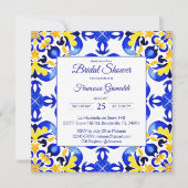 タラベラ・アズレジョ・ブルー・タイル・メキシコブライダルシャワー 招待状 (正面)