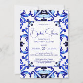 タラベラ・アズレジョ・ブルー・タイル・メキシコブライダルシャワー 招待状 (正面)