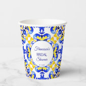 タラベラ・アズレジョ・ブルー・タイル・メキシコブライダルシャワー 紙コップ (正面)