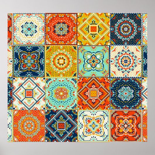タラベラ、アズレホス、トルコのモザイク壁紙。 ポスター (正面)
