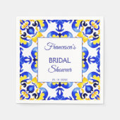 タラベラ アズレホ ブルー タイル メキシコの結婚前お祝い スタンダードカクテルナプキン (正面)