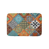 タラベラ ティーズ ターコイズ ティール オレンジ ブラック ホワイト バスマット (正面)