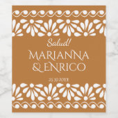 タラベラ・テラコッタメキシカンモノグラムのフィエスタ ワインラベル (シングルラベル)