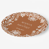 タラベラ・テラコッタメ結婚キシカンモノグラムのズ ペーパープレート (アングル)