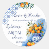 タラベラ・ブルー・オレンジ・シトラスブライダルシャワーの恩恵 ラウンドシール (正面)