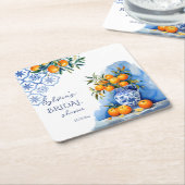 タラベラ・ブルー・シトラスブライダルシャワーの好意 スクエアペーパーコースター (アングル)