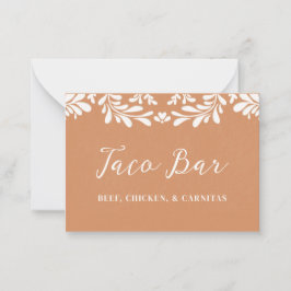 タラベラ・メキシコの結婚式のフードビュッフェカード ノートカード