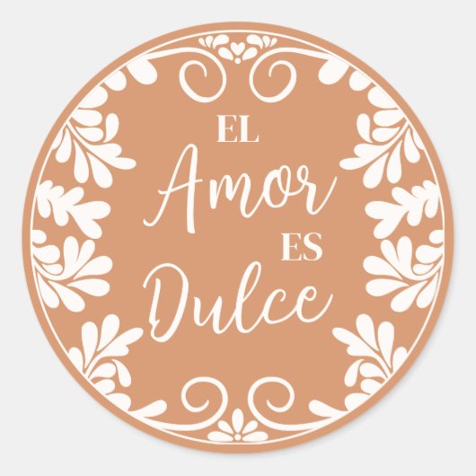 タラベラ メキシコの結婚式 El Amor Es Dulce カップケーキ ラウンドシール (正面)