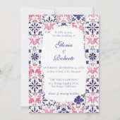 タラベラ・ロブバード・ピンク・ブルー・メキシコの結婚式 招待状 (正面)