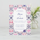 タラベラ・ロブバード・ピンク・ブルー・メキシコの結婚式 招待状 (スタンド正面)