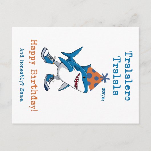 タラレロトララカートゥーンシャークおもしろい誕生日 シーズンポストカード (正面)