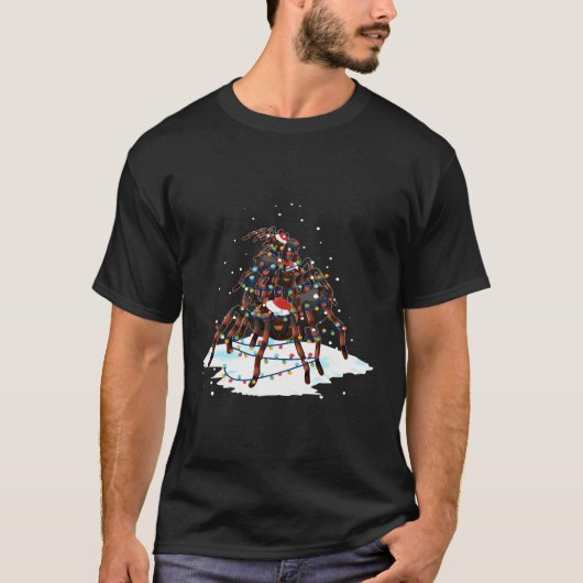 タランチュラサンタクリスマスライトツリー Tシャツ (正面)