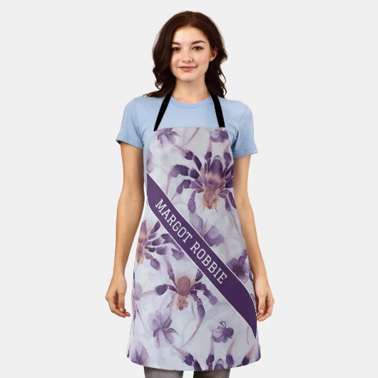 タランチュラ水彩パタカラフルーンパーソナライズされた エプロン (着用した状態)