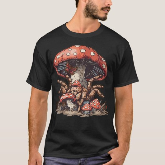 タランチュラ・スパイダー・コテージコア・キノコのヘアアクセ Tシャツ (正面)