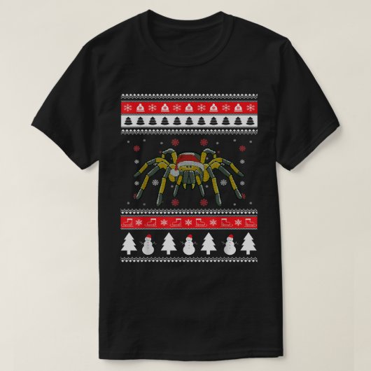 タランチュラ・ペット好きの醜いクリスマス Tシャツ (デザイン正面)
