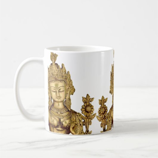 タラ仏の仏教の女神のヨガのチベットの芸術の平和 コーヒーマグカップ (左)