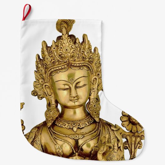 タラ仏の仏教の女神のヨガのチベットの芸術の平和 ラージクリスマスストッキング (正面)