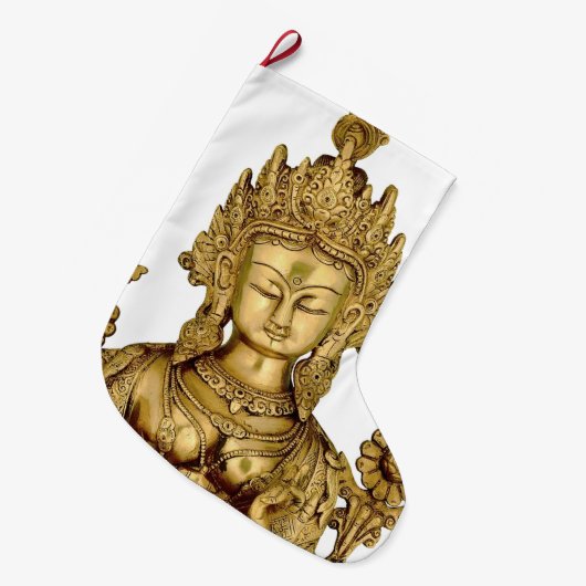 タラ仏の仏教の女神のヨガのチベットの芸術の平和 ラージクリスマスストッキング (正面 (吊り時))