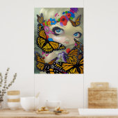 タラ妖精アートプリント蝶フェアリー大きな目アート ポスター (キッチン)