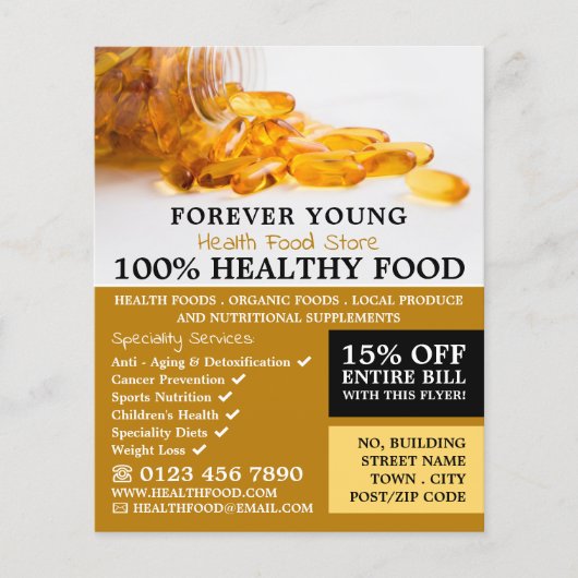 タラ肝臓油、健康食品広告店 チラシ (正面)