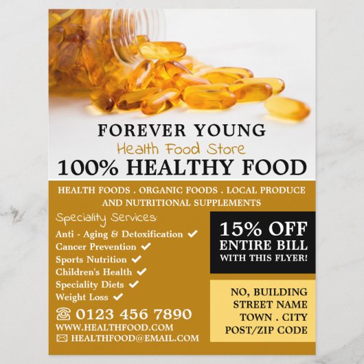 タラ肝臓油、健康食品広告店 チラシ (正面)