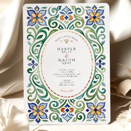 タラ鮮やかベラタイル水彩フローラ結婚 招待状