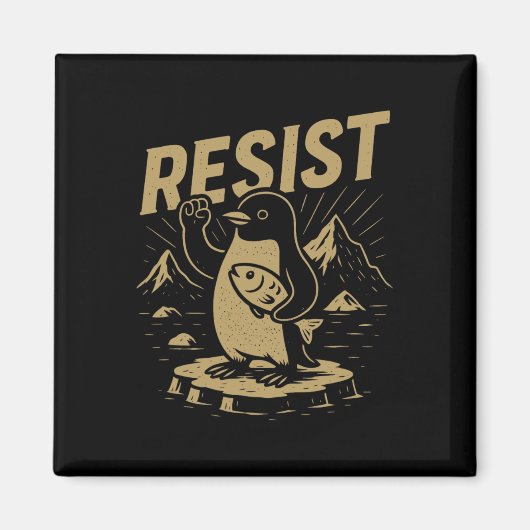 タリおもしろいに対するペンギンに抵抗するグラフィックペンギン マグネット (正面)