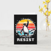 タリおもしろいに抗議するペンギン カード (黄色い花)