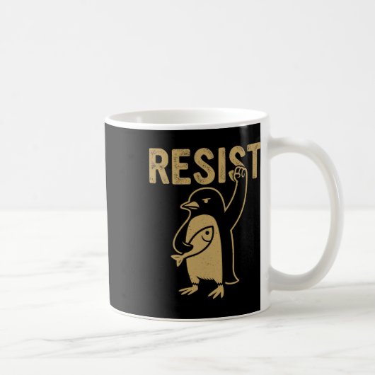 タリおもしろいに抗議するペンギン コーヒーマグカップ (右)