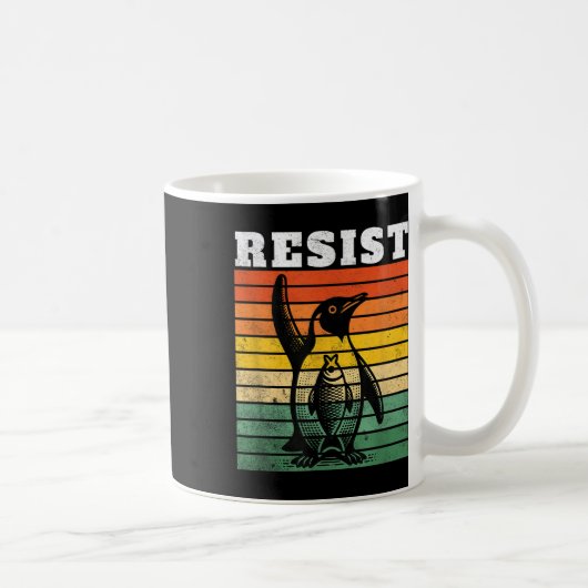 タリおもしろいに抗議するペンギン コーヒーマグカップ (右)