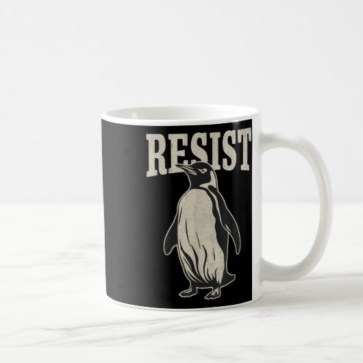 タリおもしろいに抗議するペンギン コーヒーマグカップ (右)