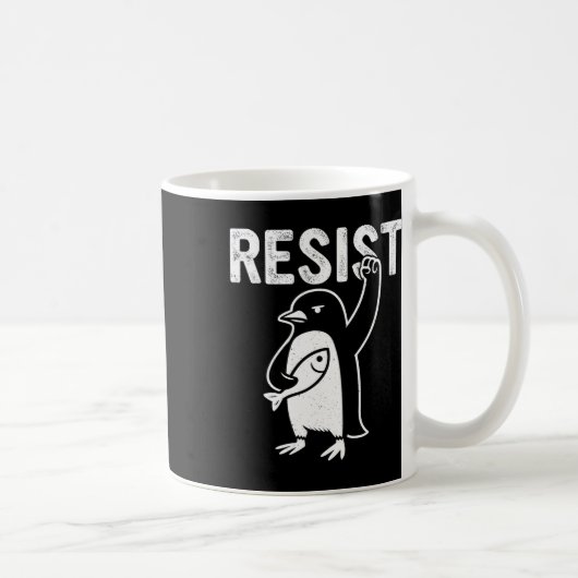 タリおもしろいに抗議するペンギン コーヒーマグカップ (右)