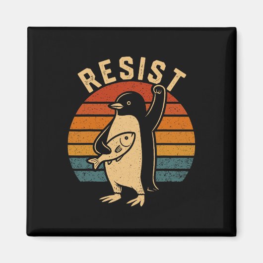 タリおもしろいに抗議するペンギン マグネット (正面)