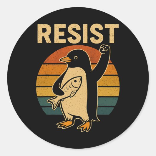 タリおもしろいに抗議するペンギン ラウンドシール (正面)