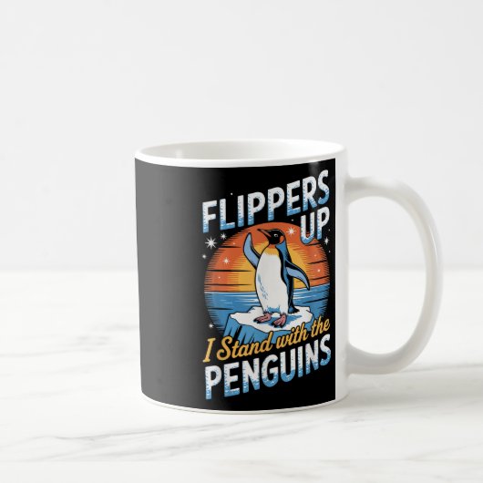 タリおもしろいに抗議する関税ペンギン コーヒーマグカップ (右)