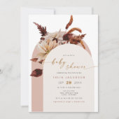 タリアボヘミアンテラコッタ赤面アーチベイビーシャワー 招待状 (正面)