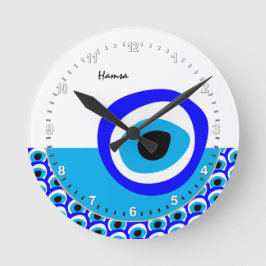 タリスマン・アンド・イビル・アイ・アミュレット、トルコ語/アラビア語（白） ラウンド壁時計