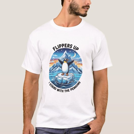 タリフおもしろいェに対するペンギンの抗議 Tシャツ (正面)