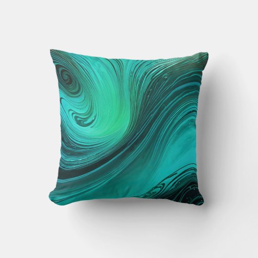 "タリファ"青い渦巻き波 クッション (正面)