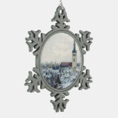 タリンの冬の雪 – エストニアクリスマス スノーフレークピューターオーナメント (左)