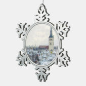 タリンの冬の雪 – エストニアクリスマス スノーフレークピューターオーナメント (右)