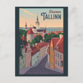 タリンエストニアイラストレーショントラベルアートヴィンテージ ポストカード (正面)