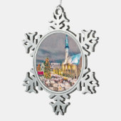 タリンエストニアクリスマスマーケット スノーフレークピューターオーナメント (右)