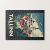 タリンエストニアトラベルアートヴィンテージ ジグソーパズル (横)