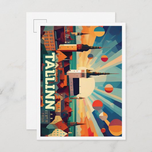 タリンエストニアトラベル芸術的カラフル ポストカード (正面/裏面)