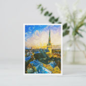 タリンエストニアビューティフル油絵を描ランドスケープ ポストカード (スタンド正面)