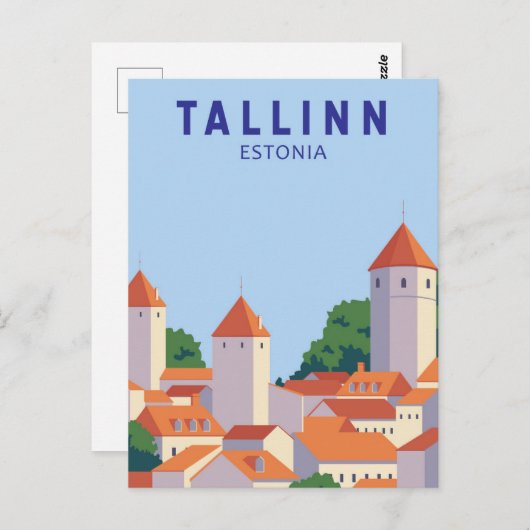 タリンエストニアレトロトラベルアートヴィンテージ ポストカード (正面/裏面)